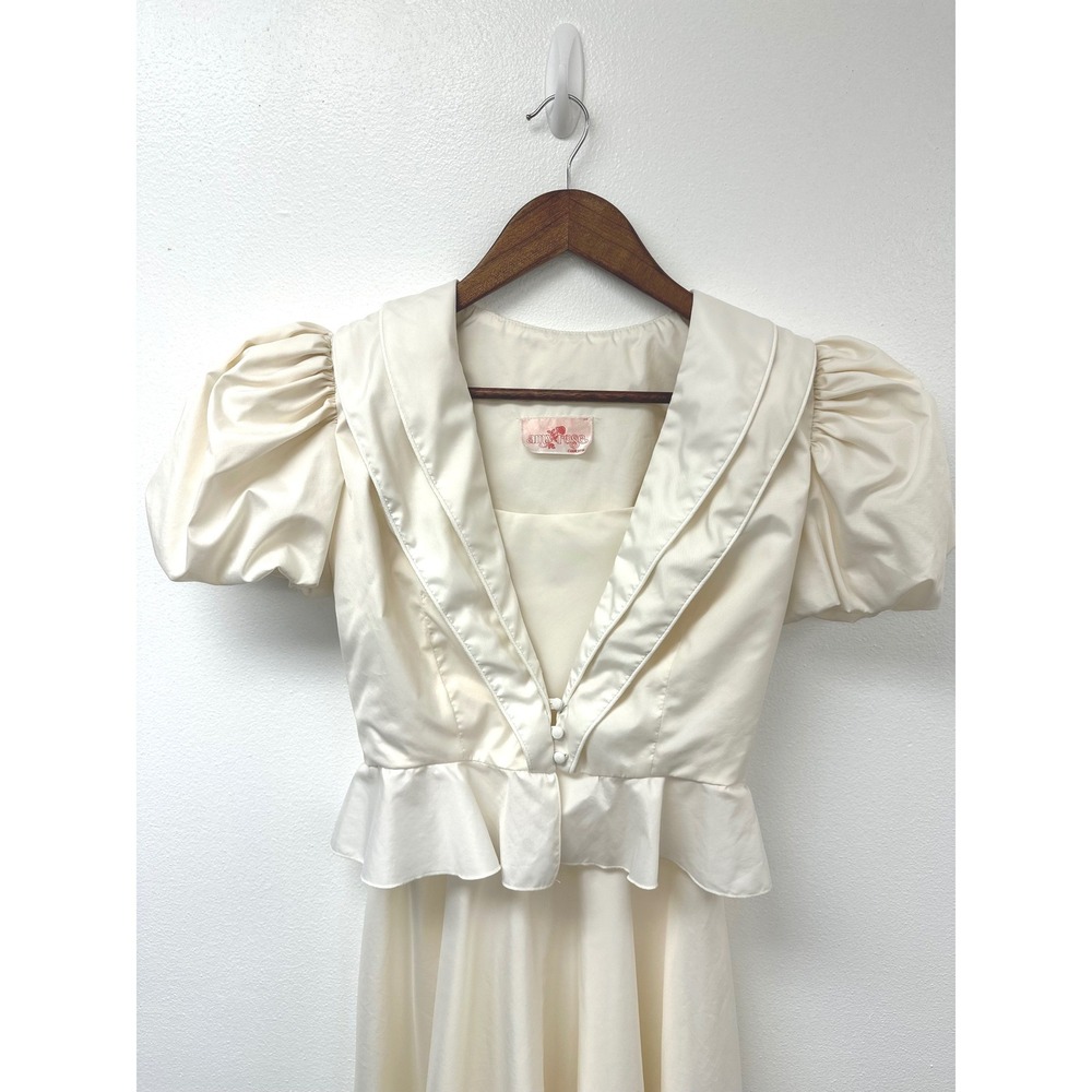 Vintage 1970s Amy Rose Romantic Prairie Coat &‎ Dress Set Cream S/M - Picture 2 of 12